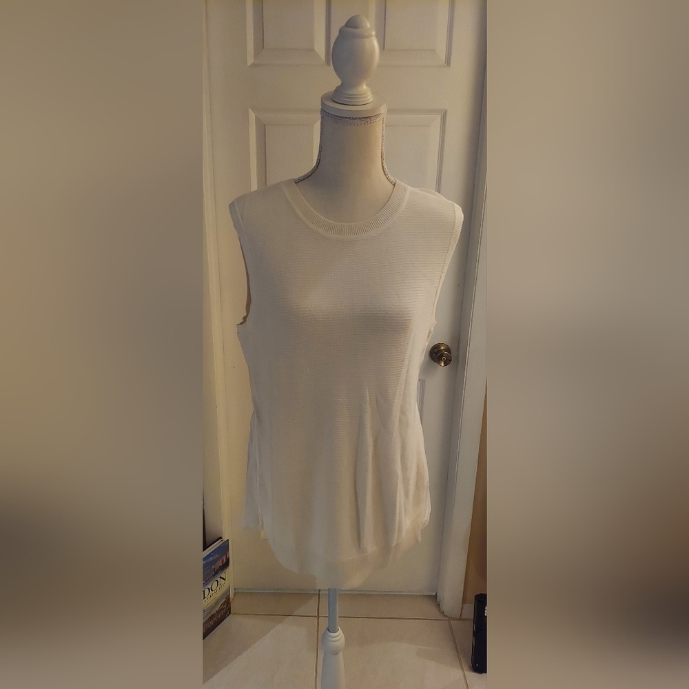Banana Republic White Ribbed Tank Top